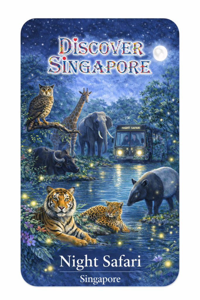 Night Safari — hand-illustrated watercolor fridge magnet