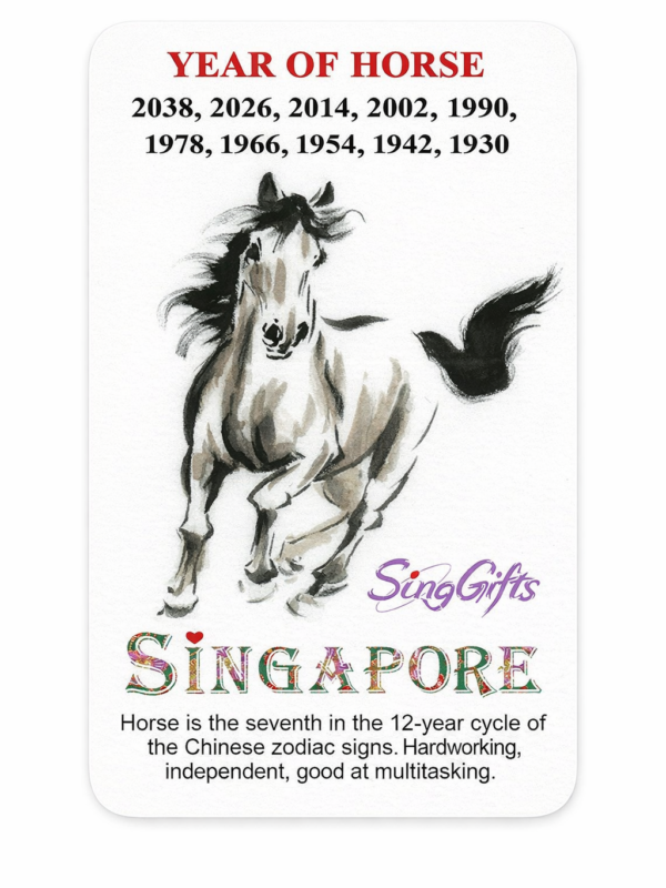 Zodiac Year of Horse  2026, 2014, 2002, 1990, 1978, 1966, 1954, 1942, 1930