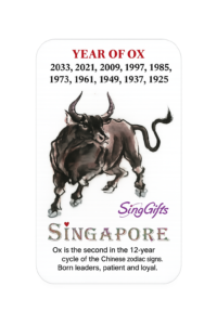 Zodiac  Year of Ox  2033, 2021, 2009, 1997, 1985, 1973, 1961, 1949 and 1937 fridge magnet