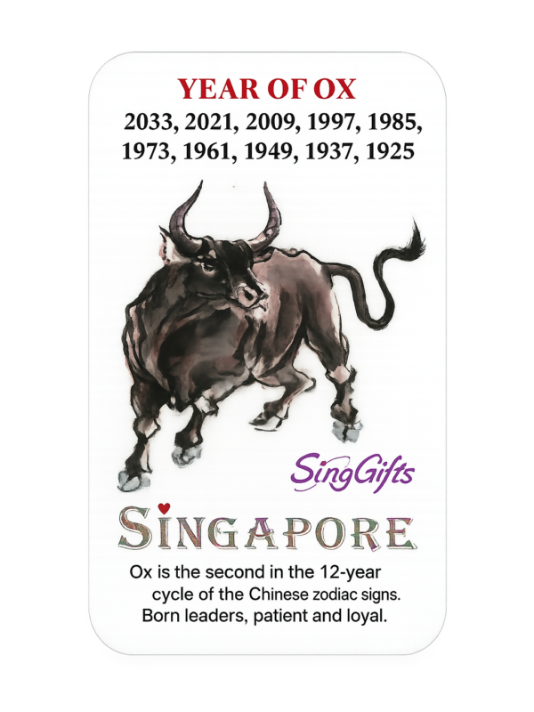 Zodiac  Year of Ox  2033, 2021, 2009, 1997, 1985, 1973, 1961, 1949 and 1937