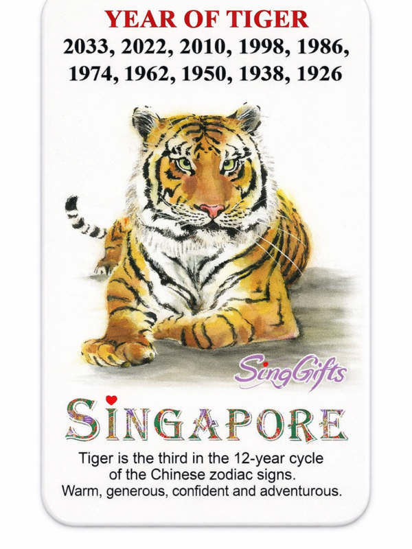 Zodiac Year of Tiger 2022, 2010, 1998, 1974, 1962, 1950, 1938, 1926