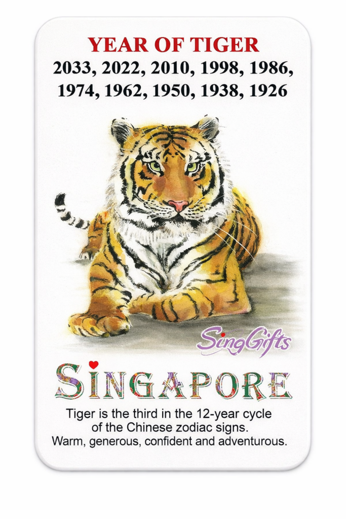 Zodiac Year of Tiger 2022, 2010, 1998, 1974, 1962, 1950, 1938, 1926 — hand-illustrated watercolor fridge magnet